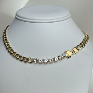 Bold Rhinestone Gold Chain Statement Necklace